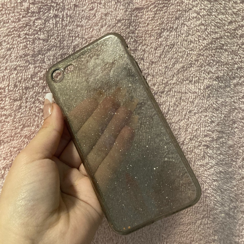iPhone SE clear w grey litter phone case